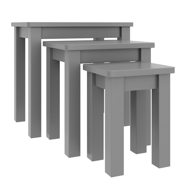 Tavolino laterale in legno LUIGI, set da 3 pezzi, grigio
