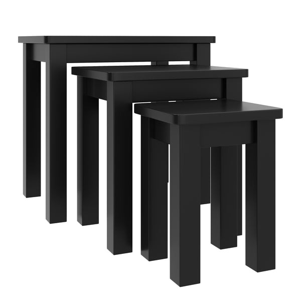 Beistelltisch Holz LUIGI 3-teilig schwarz