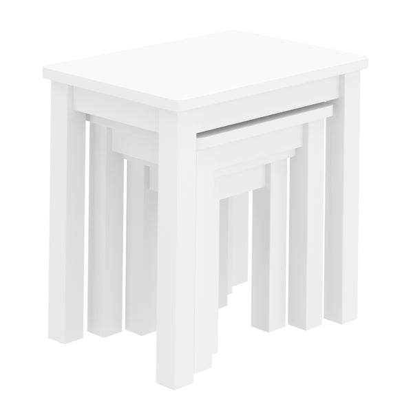 LUIGI wooden side table, 3-piece set, white