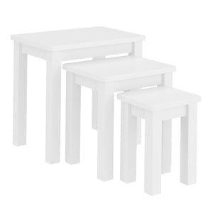LUIGI wooden side table, 3-piece set, white