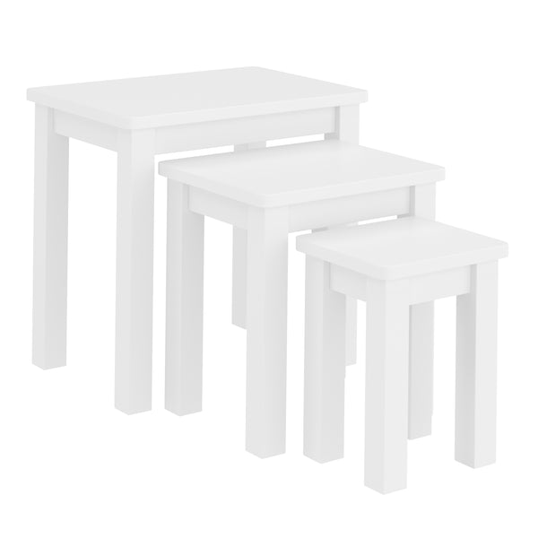 LUIGI wooden side table, 3-piece set, white