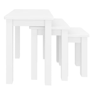 LUIGI wooden side table, 3-piece set, white