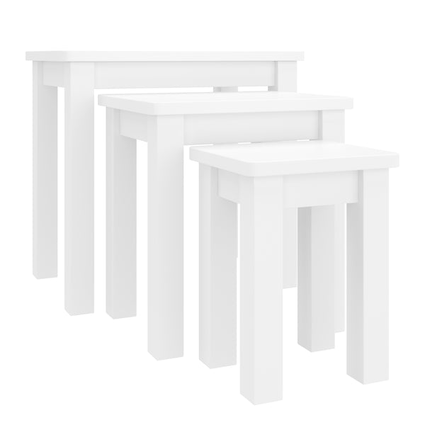 LUIGI wooden side table, 3-piece set, white