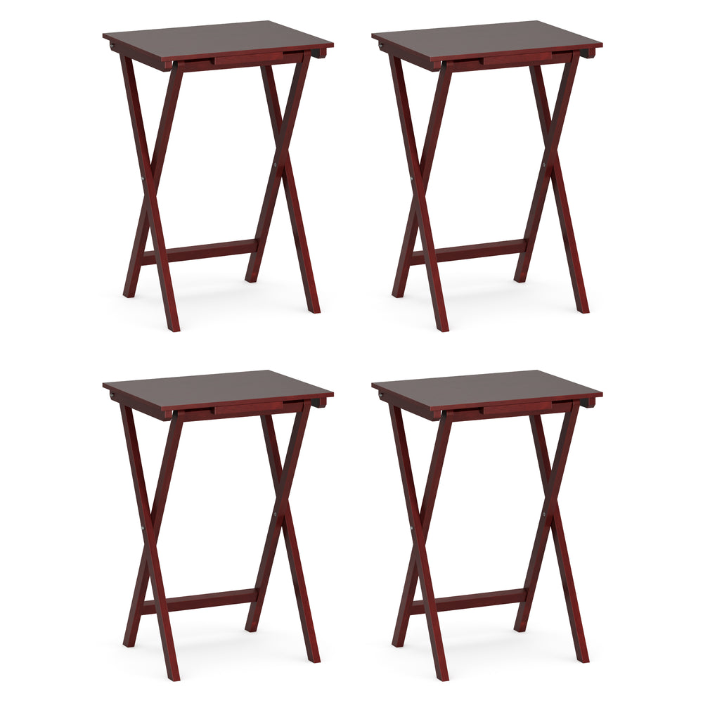 Beistelltisch Holz klappbar 4er Set dunkelbraun