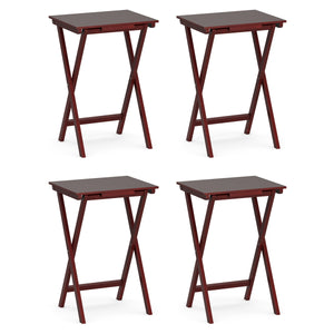 Beistelltisch Holz klappbar 4er Set dunkelbraun
