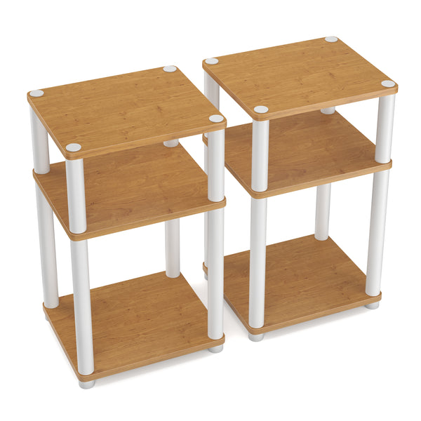 Beistelltisch INGOT 2er Set 34 x 30 x 60 cm braun/weiss