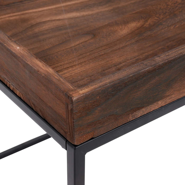 Beistelltisch JAM-K71 Couchtisch FSC Holz Metall 60x60x60cm dunkelbraun