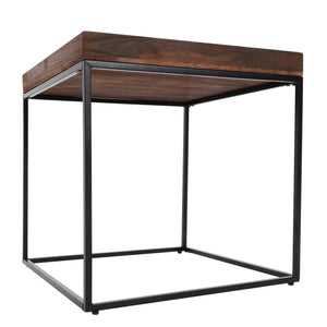 Beistelltisch JAM-K71 Couchtisch FSC Holz Metall 60x60x60cm dunkelbraun