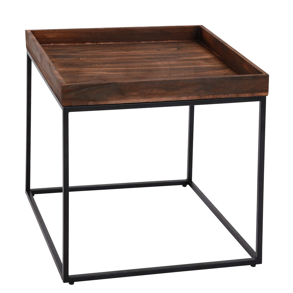 Beistelltisch JAM-K71 Couchtisch FSC Holz Metall 60x60x60cm dunkelbraun