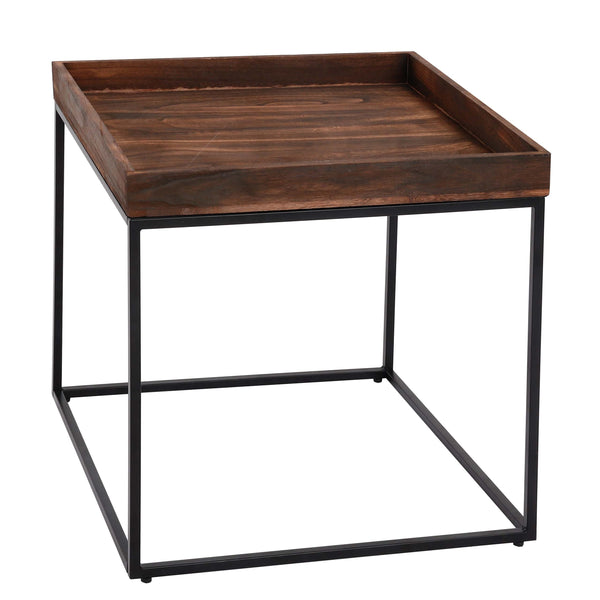 Beistelltisch JAM-K71 Couchtisch FSC Holz Metall 60x60x60cm dunkelbraun