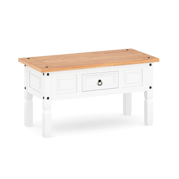 Beistelltisch MORELIA 95 x 55 x 50 cm weiss/natur