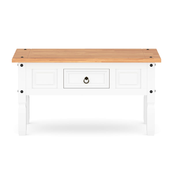 Beistelltisch MORELIA 95 x 55 x 50 cm weiss/natur