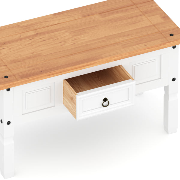 Beistelltisch MORELIA 95 x 55 x 50 cm weiss/natur