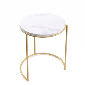 Tavolino FINA, bianco/oro, set da 2