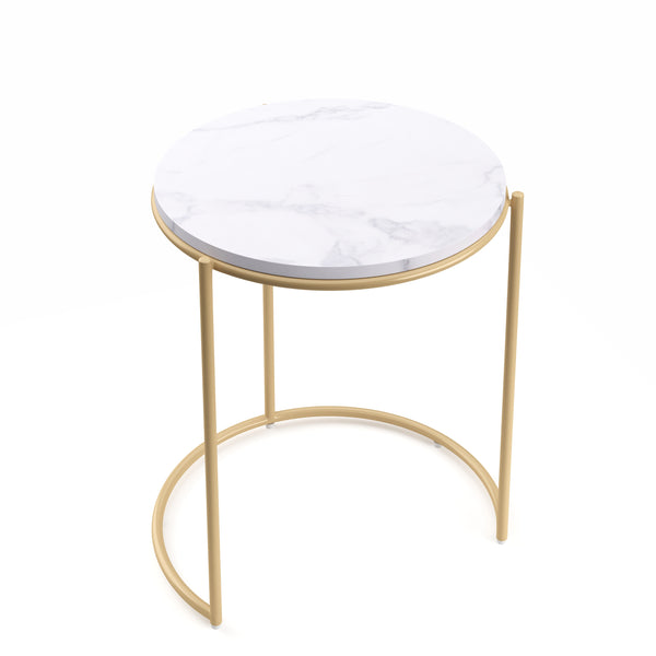 Tavolino FINA, bianco/oro, set da 2