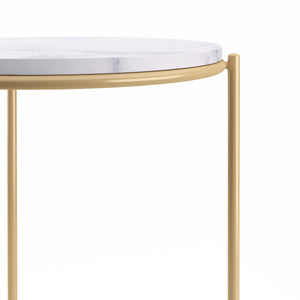 Tavolino FINA, bianco/oro, set da 2