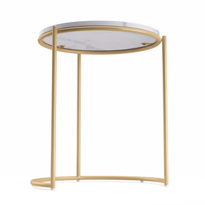 Tavolino FINA, bianco/oro, set da 2