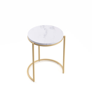 Tavolino FINA, bianco/oro, set da 2
