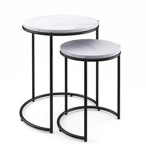 Tavolino laterale FINA, bianco/nero, set da 2