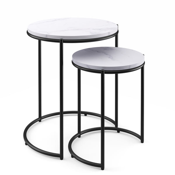 Tavolino laterale FINA, bianco/nero, set da 2