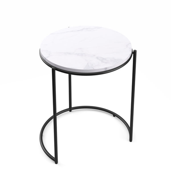 Tavolino laterale FINA, bianco/nero, set da 2
