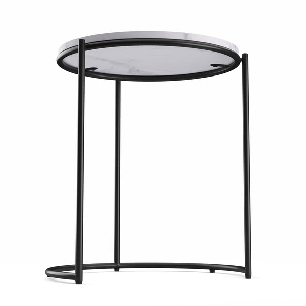 Tavolino laterale FINA, bianco/nero, set da 2