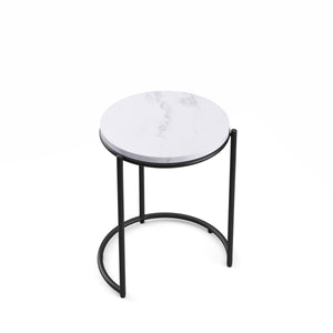 Tavolino laterale FINA, bianco/nero, set da 2