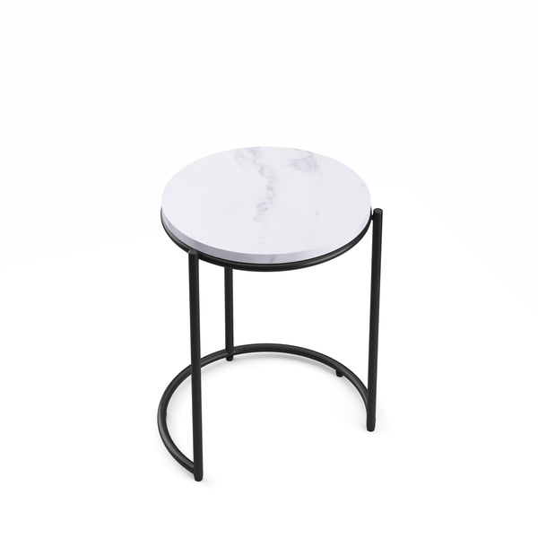 Tavolino laterale FINA, bianco/nero, set da 2