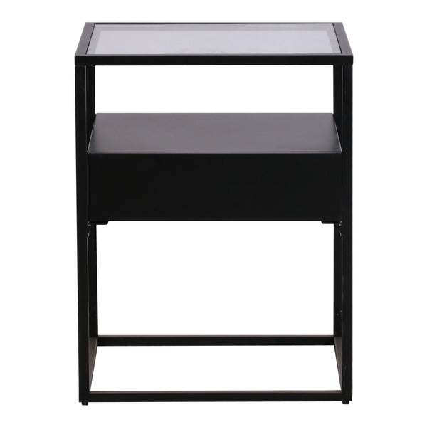 Beistelltisch mit Schublade Schwarz matt