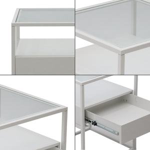 Beistelltisch mit Schublade Weiss matt