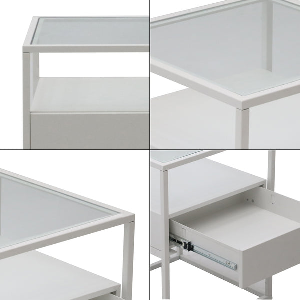 Beistelltisch mit Schublade Weiss matt