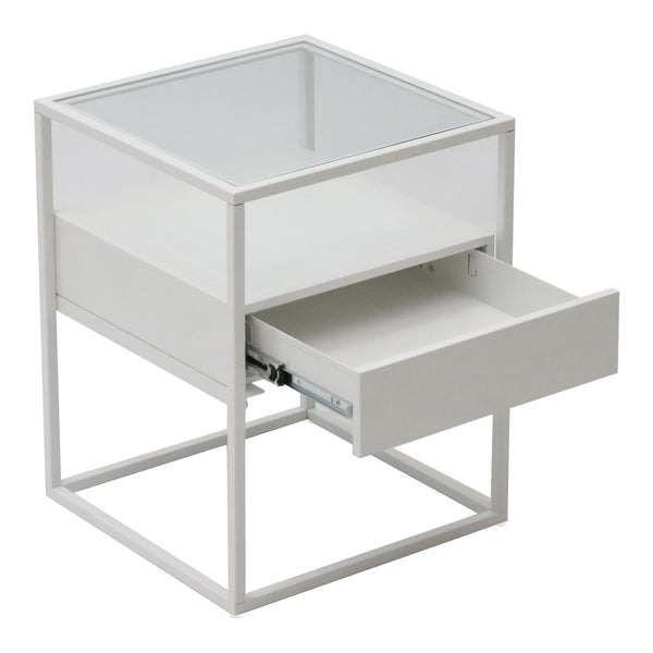 Beistelltisch mit Schublade Weiss matt