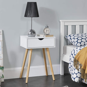 Table d'appoint Östersund 60x40x30 cm avec tiroir Blanc 