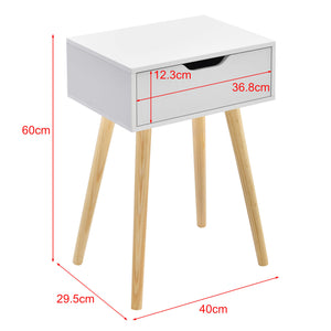 Table d'appoint Östersund 60x40x30 cm avec tiroir Blanc 