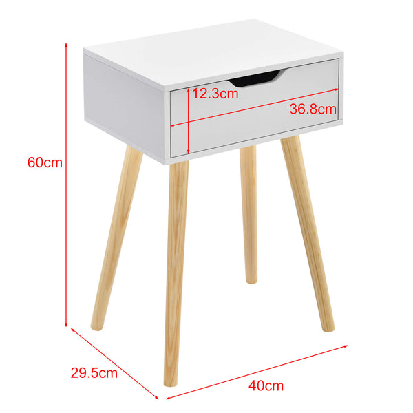 Table d'appoint Östersund 60x40x30 cm avec tiroir Blanc 