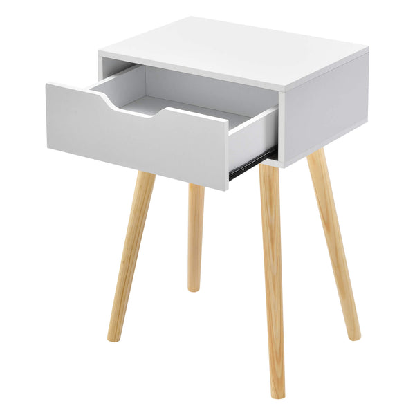 Table d'appoint Östersund 60x40x30 cm avec tiroir Blanc 
