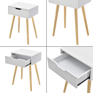 Table d'appoint Östersund 60x40x30 cm avec tiroir Blanc 