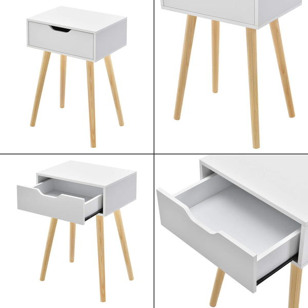 Table d'appoint Östersund 60x40x30 cm avec tiroir Blanc 