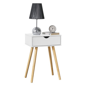 Table d'appoint Östersund 60x40x30 cm avec tiroir Blanc 