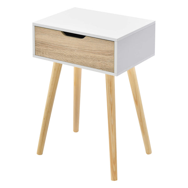 Beistelltisch Östersund 60x40x30 cm mit Schublade Weiss/Eiche