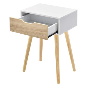 Beistelltisch Östersund 60x40x30 cm mit Schublade Weiss/Eiche