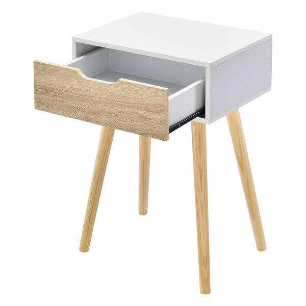 Beistelltisch Östersund 60x40x30 cm mit Schublade Weiss/Eiche