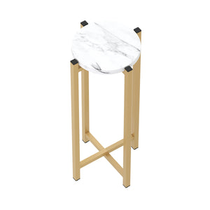 Beistelltisch PANO rund weiss/gold
