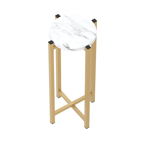 Beistelltisch PANO rund weiss/gold