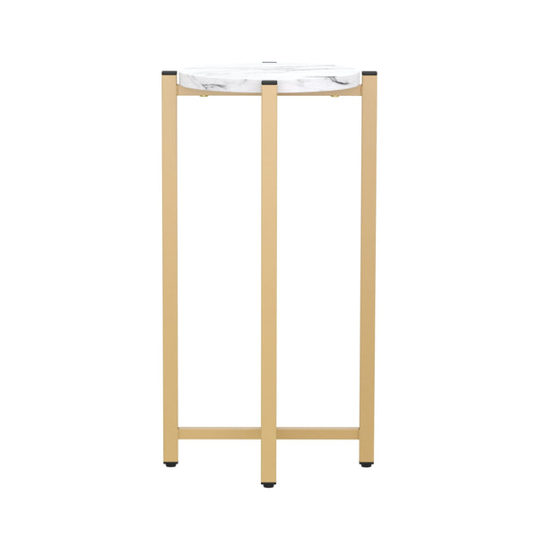 Beistelltisch PANO rund weiss/gold