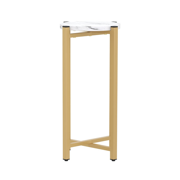 Beistelltisch PANO rund weiss/gold