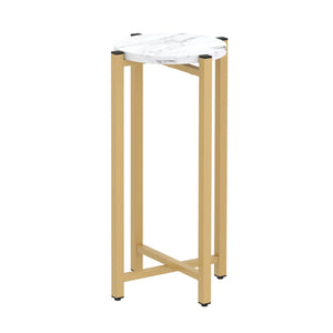 Beistelltisch PANO rund weiss/gold