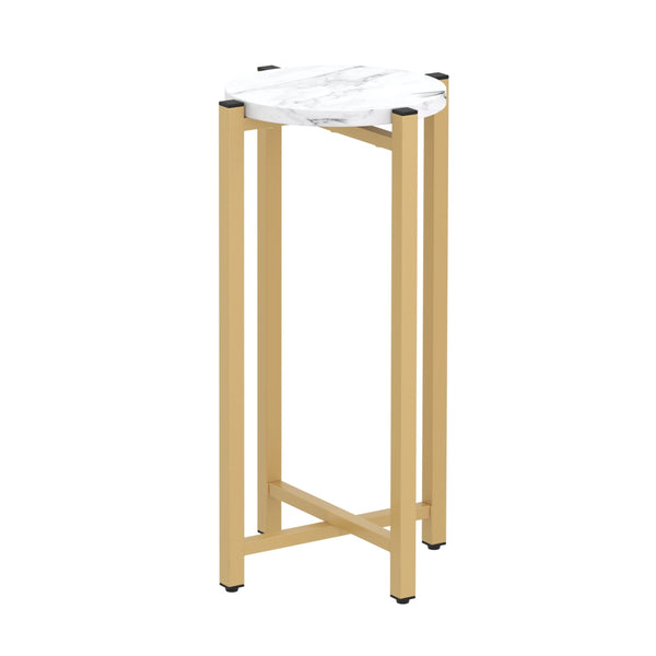Beistelltisch PANO rund weiss/gold