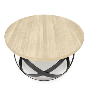 Beistelltisch RATEBEL rund 70 x 40 cm hellbraun/schwarz
