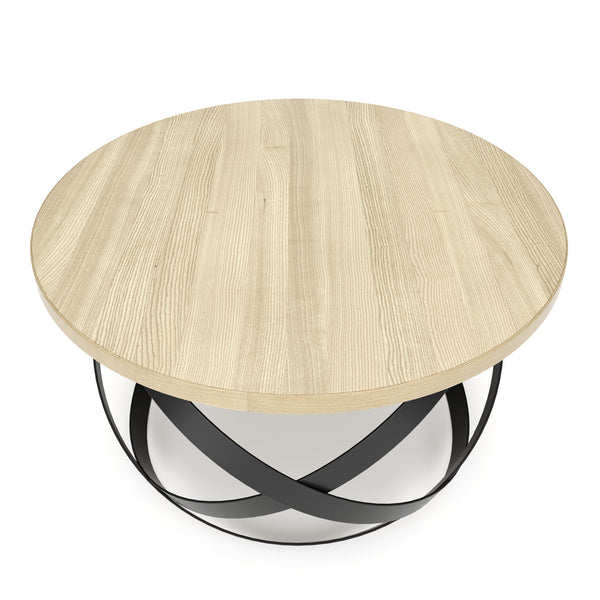 Beistelltisch RATEBEL rund 70 x 40 cm hellbraun/schwarz